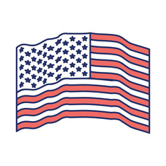 flag united states of america waving color sections silhouette on white background vector illustration