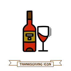 Bottle of wine and glass icon. Thanksgiving