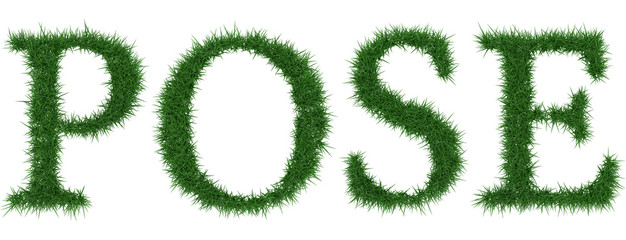 Pose - 3D rendering fresh Grass letters isolated on whhite background.