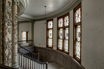 Abandoned Courthouse Windows & Staircase - Massachusetts