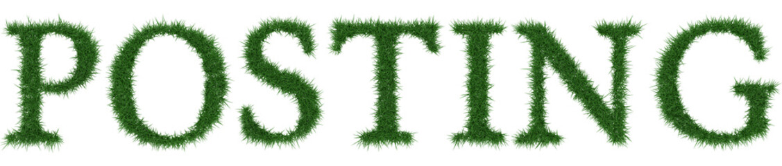 Posting - 3D rendering fresh Grass letters isolated on whhite background.