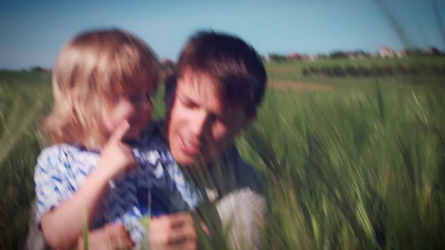 4k Portrait of Father and Son in Wheat Fields