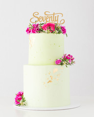 Two Tiered 70th Birthday Cake - Green