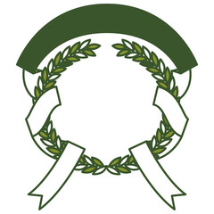 green olive branches and ribbon interlace vector illustration