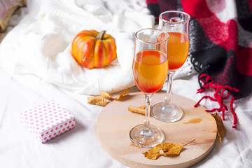 Autumn arrangement with wine