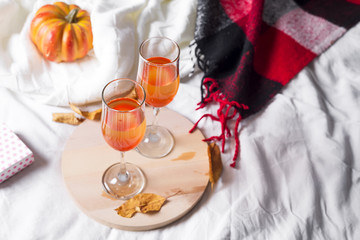 Autumn arrangement with wine