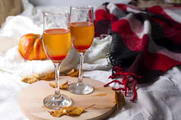Autumn arrangement with wine