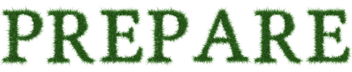 Prepare - 3D rendering fresh Grass letters isolated on whhite background.