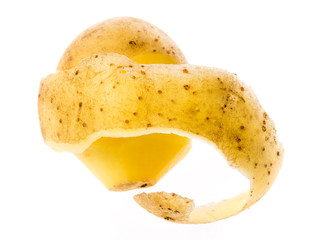 a fresh raw potatoe on a white background