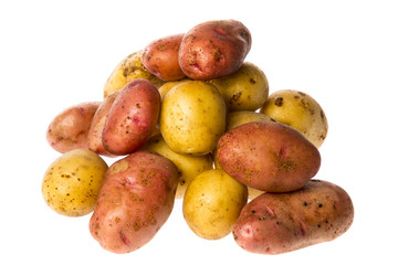 a fresh raw potatoes on a white background