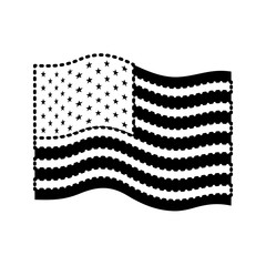 flag united states of america wave black silhouette on white background vector illustration