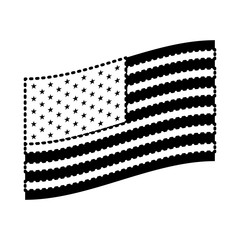 flag united states of america flat design to side black silhouette on white background vector illustration