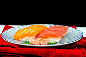 fresh sushi traditional japanese food on the table