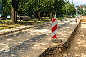 Road works traffic signs