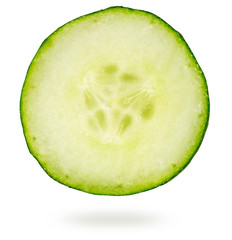slice of cucumber isolated on white background