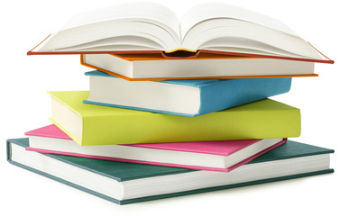 stack of books isolated on white background