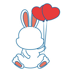cute rabbit with balloons air