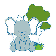 cute elephant in landscape