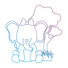 cute elephant in landscape
