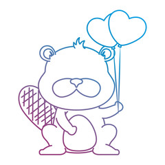 cute beaver with balloons air character icon