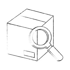 magnifying glass with box