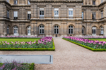 Architectural fragments of Luxembourg Palace (Palais du Petit-Luxembourg) - home of president of French Senate. 