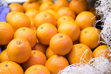 Oranges in the food market.