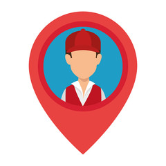 delivery worker with pointer location