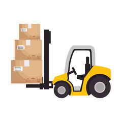 cart forklift with boxes