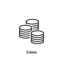 Money, Coins icon, vector symbol in line style isolated on white background. Editable stroke 48x48 pixel perfect.