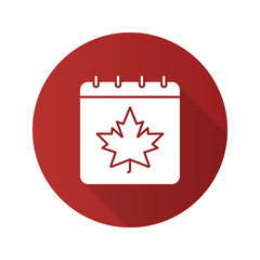 Autumn calendar flat design long shadow glyph icon