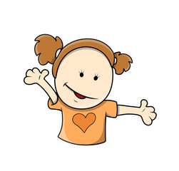 Funny Happy Cartoon Girl