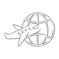 planet sphere with airplane