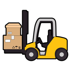 cart forklift with boxes
