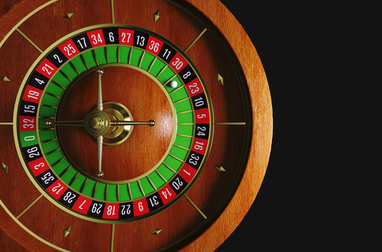 Roulette table. Roulete on black background. 3D rendering. 
