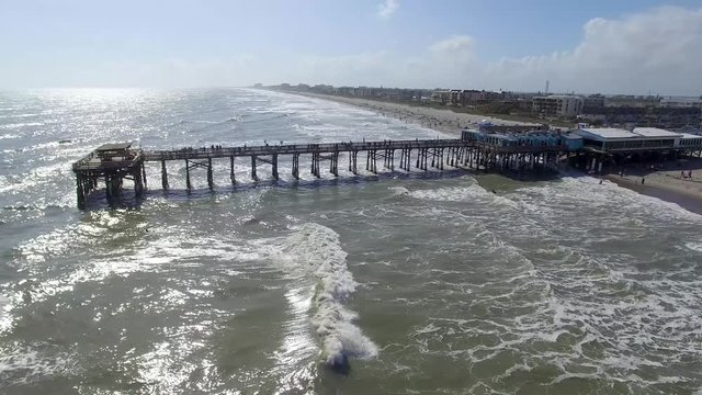 Daytime Cocoa Beach Pier Aerial Video, Cape Canaveral, Florida