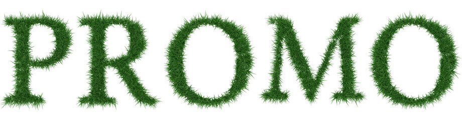 Promo - 3D rendering fresh Grass letters isolated on whhite background.