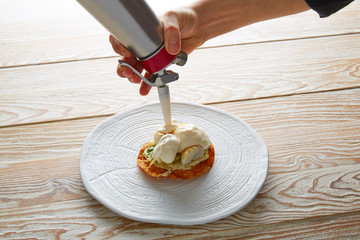 Fish mayonnaise and parsley crunchy tortilla