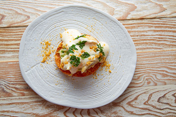 Fish mayonnaise and parsley crunchy tortilla