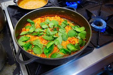 Little octopus rice with spinach and squash