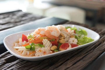 Spicy mixed seafood. thai food