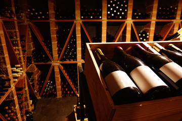 Wine Cellar from Mediterranean with bottles