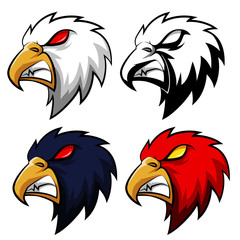 Angry eagle head in different colors. Vector Illustration