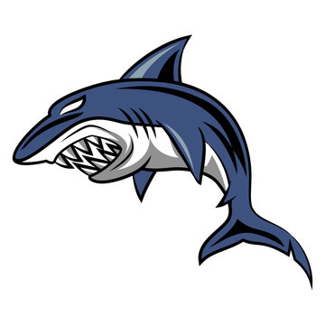 Angry shark mascot. Vector Illustration