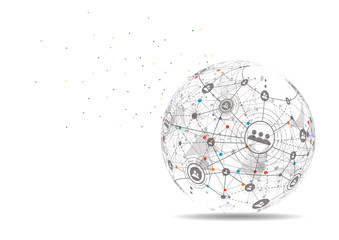 Global business network connection. World map point and line composition concept of global business. Vector Illustration