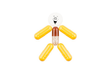 Pills in the form of fun man with an open mouth
