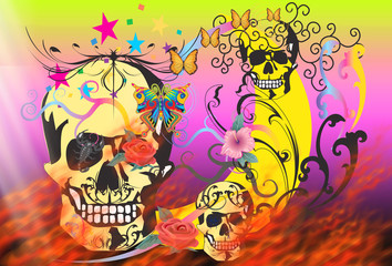 fire dead danger dark and skull creative