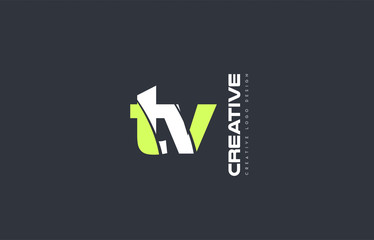 green letter tv t v combination logo icon company design joint joined