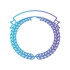 olive branches forming a circle with ribbon thick on top in color gradient silhouette from purple to blue vector illustration