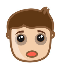 Ill sleepily Boy Face - clip-art vector illustration